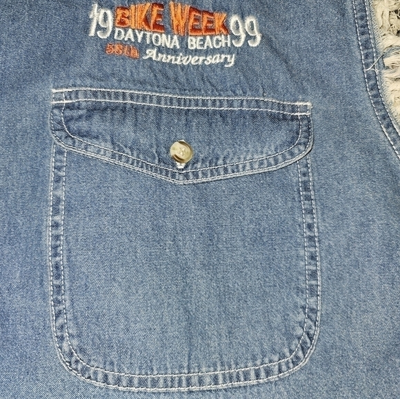 Vintage 1999 Bike Week Sleeveless Denim Shirt Daytona Beach. XL  #M - Picture 2 of 5